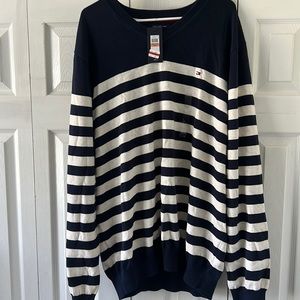 Navy blue and white striped shirt size 3XL